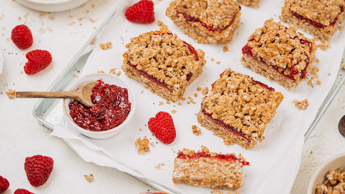 Barres de céréales façon crumble framboises