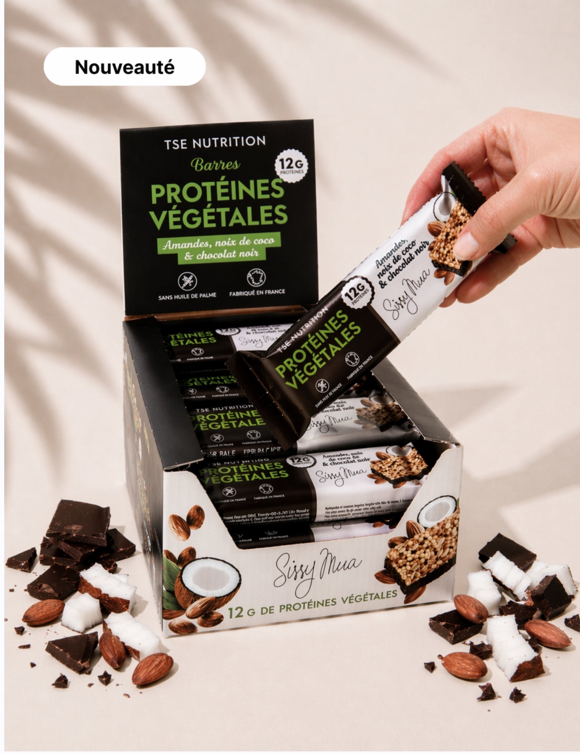 Barre Protéines Végétales | Amandes, Coco & Chocolat Noir