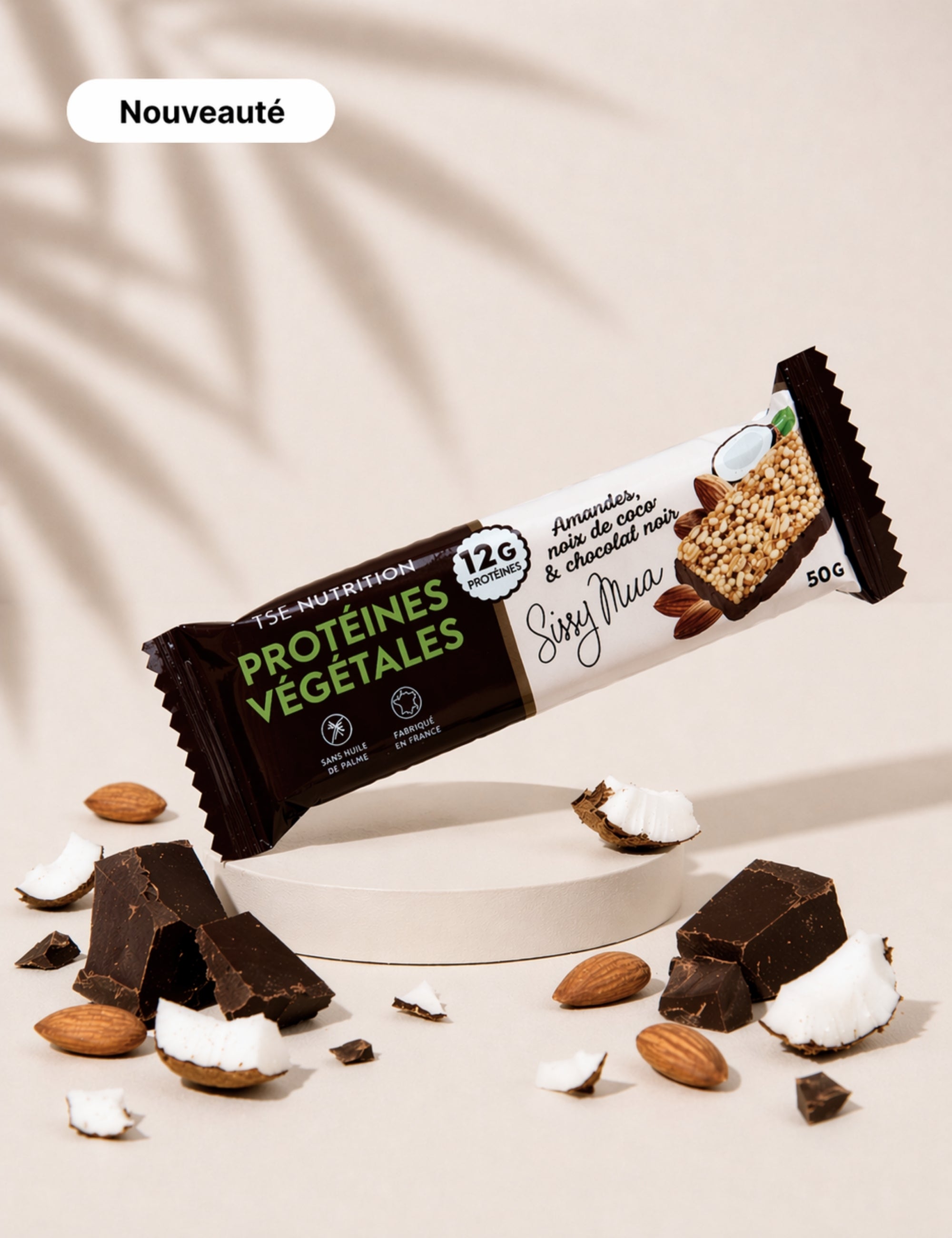 Barre Protéines Végétales | Amandes, Coco & Chocolat Noir