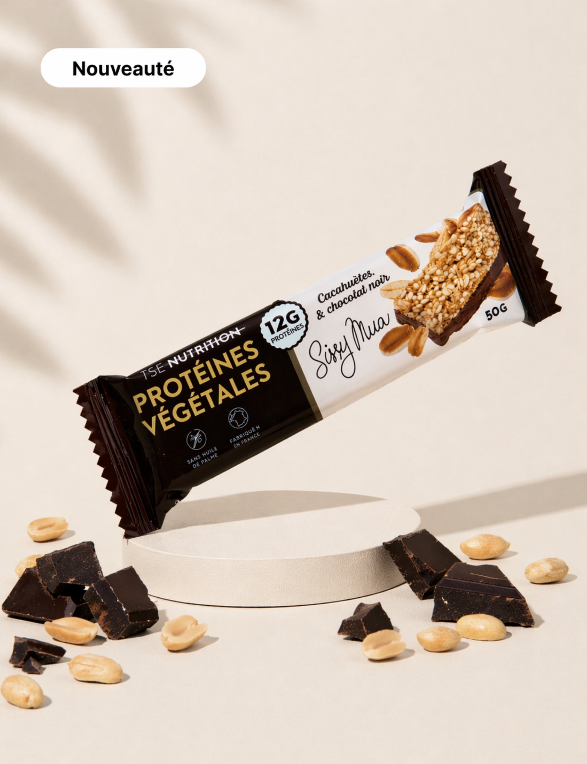 Barre Protéines Végétales | Cacahuètes & Chocolat Noir